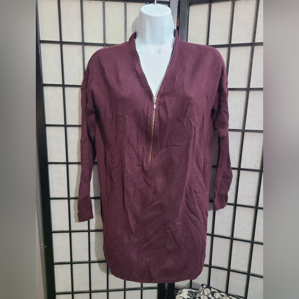 Trouvé Burgundy Half Zip Tunic sz S
